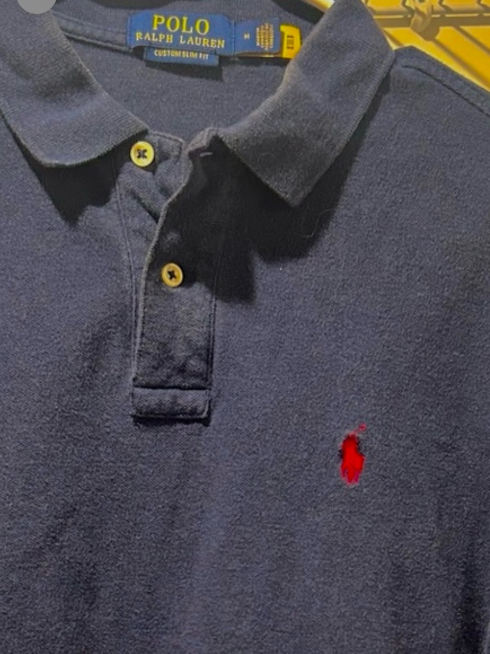 Polo by Ralph Lauren Men’s Navy Blue Polo with Red Pony Custom Slim Fit M